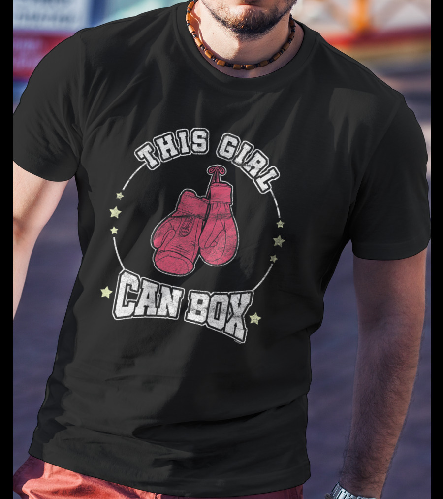 This Girl Can Box Cool Women Boxer Boxing Gloves Stars T-Shirt