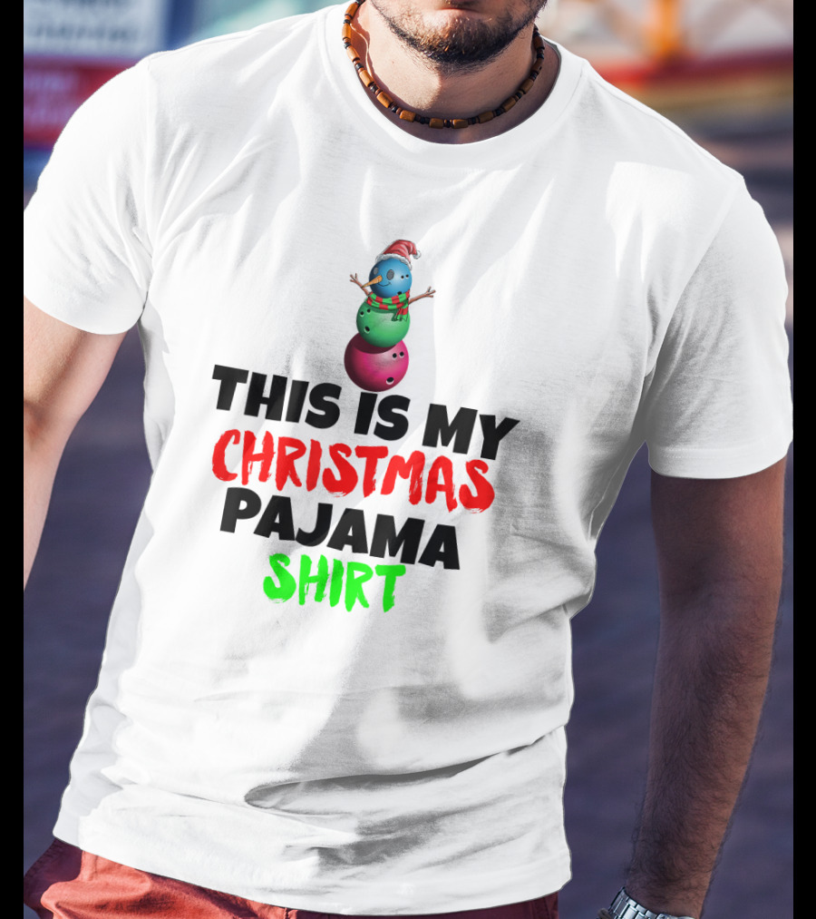 This Is My Christmas Pajama Shirt Santa Snowman T-Shirt