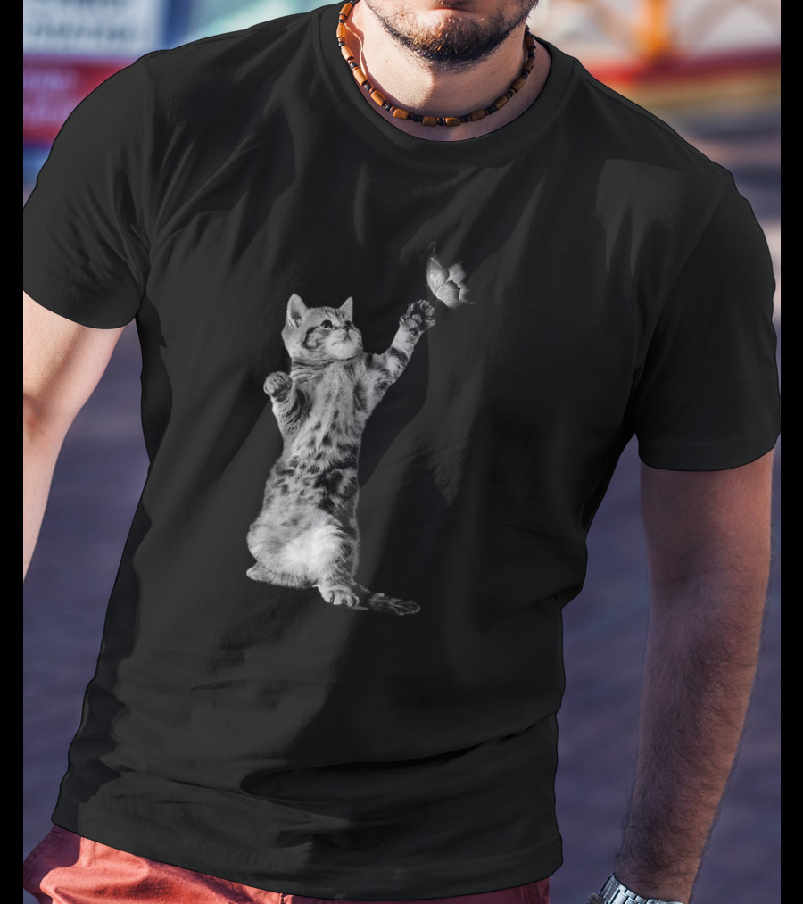 This Kitty Play Butterflies T-Shirt