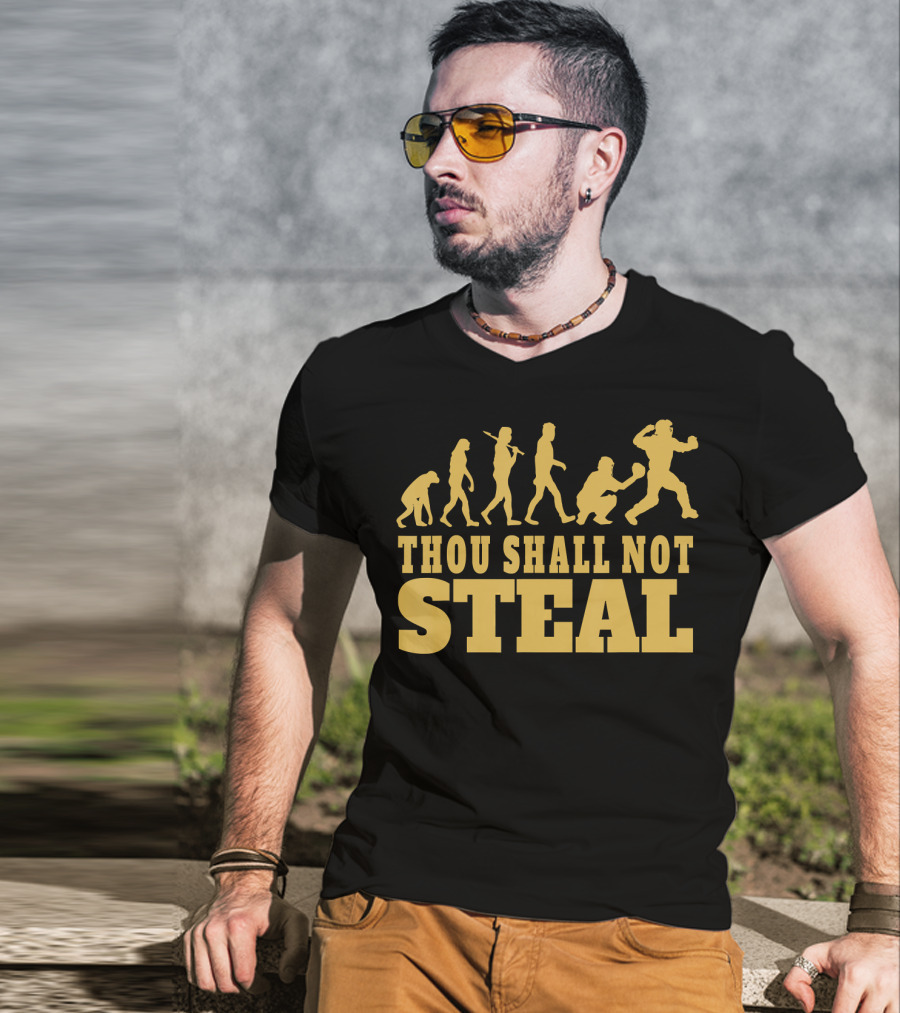 Thou Shall Not Steal Baseball Evolution Catcher Humor T-Shirt