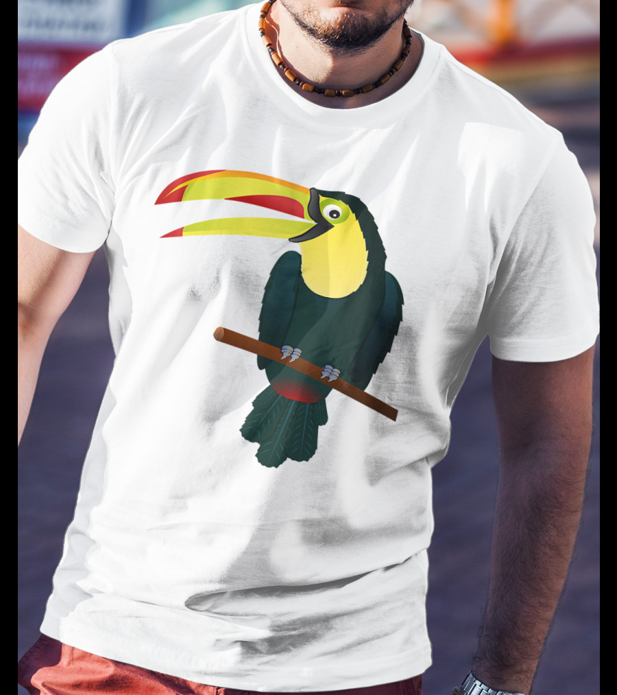 Toucan Bird Perched On Branch With Vibrant Beak T-Shirt