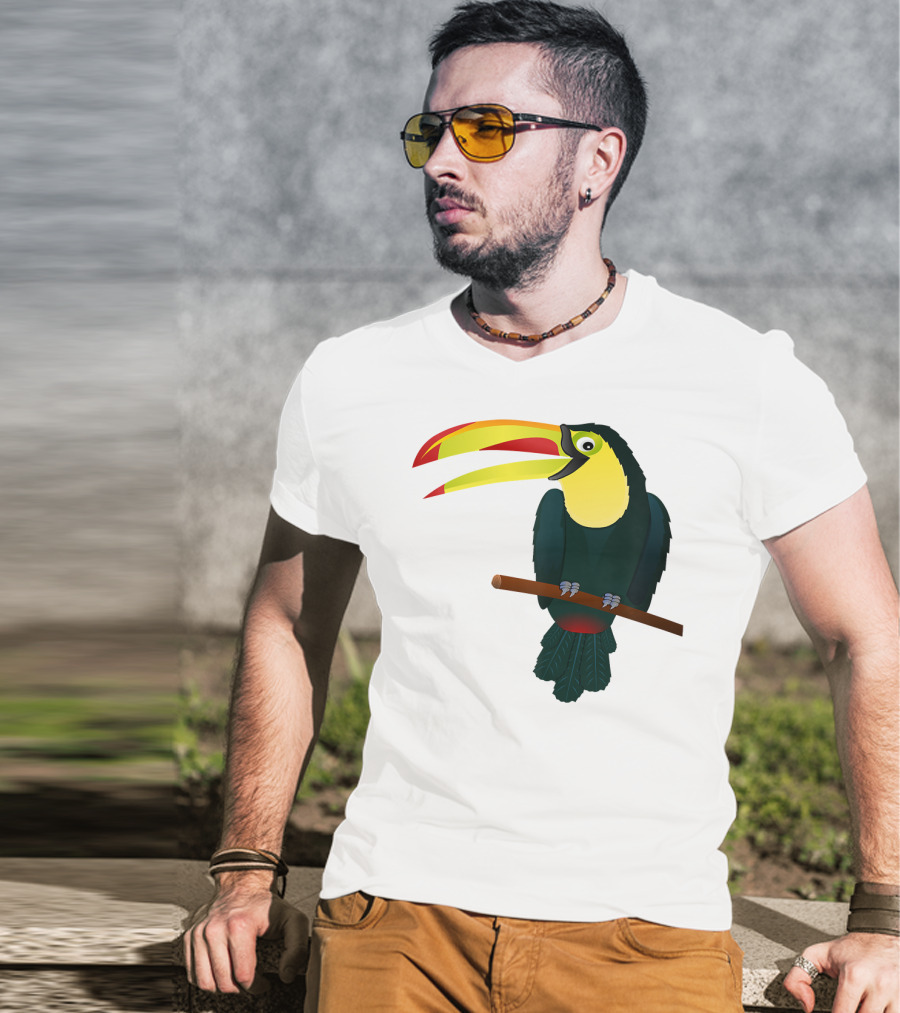 Toucan Bird Perched On Branch With Vibrant Beak T-Shirt
