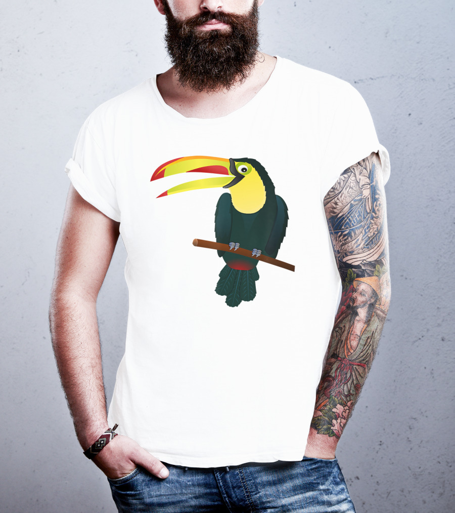Toucan Bird Perched On Branch With Vibrant Beak T-Shirt