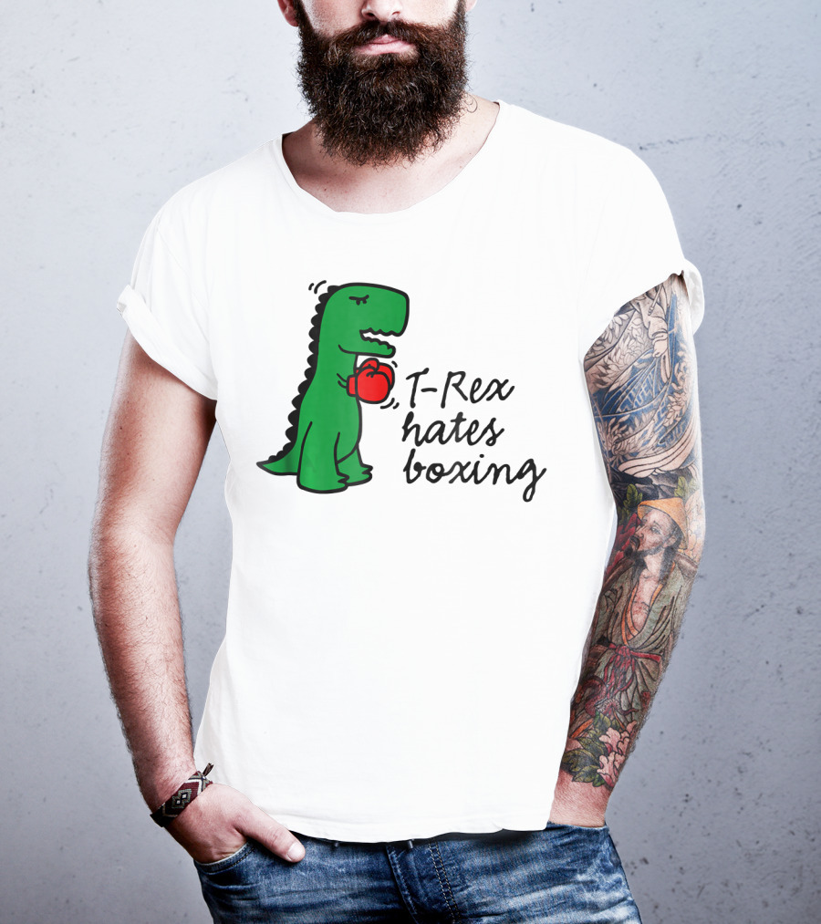 T Rex Hates Boxing Dinosaur With Red Boxing Glove T-Shirt