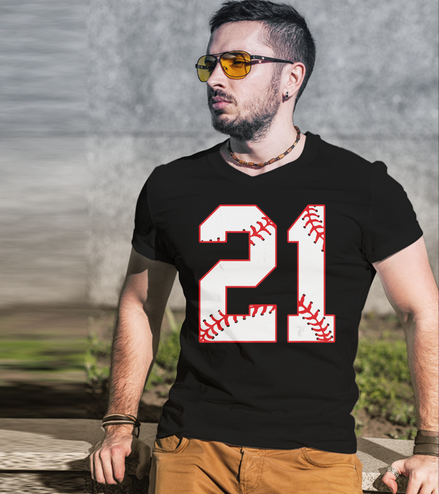 Twenty First Birthday Party 21th Baseball Number T-Shirt