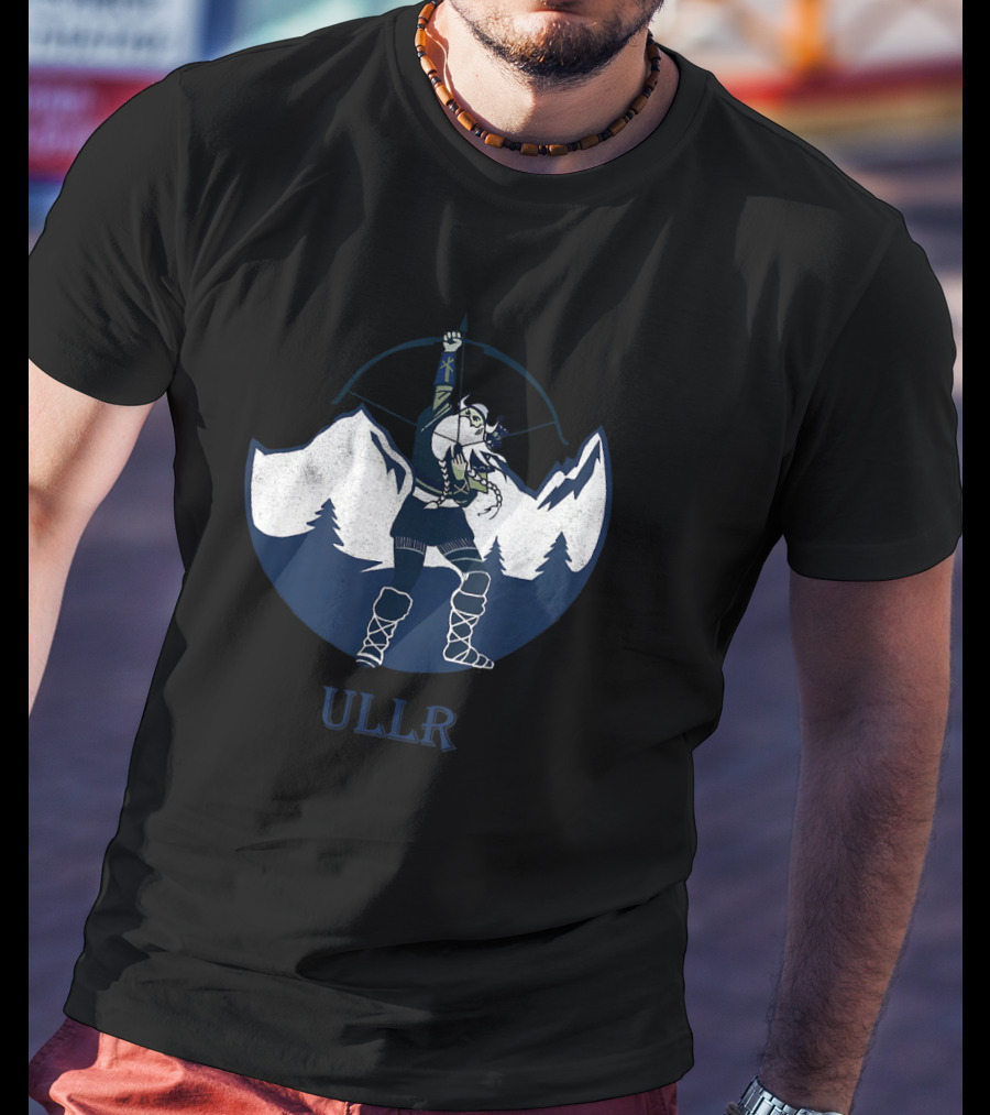 Ullr Norse God Of Archery With Bow In Nordic Mountain Scene T-Shirt