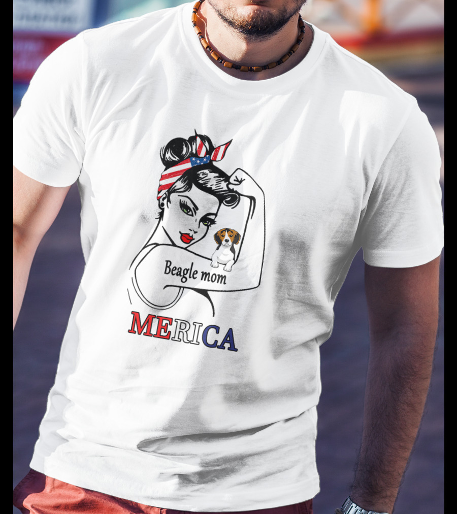 Unbreakable Beagle Mom Merica Bandana USA T-Shirt