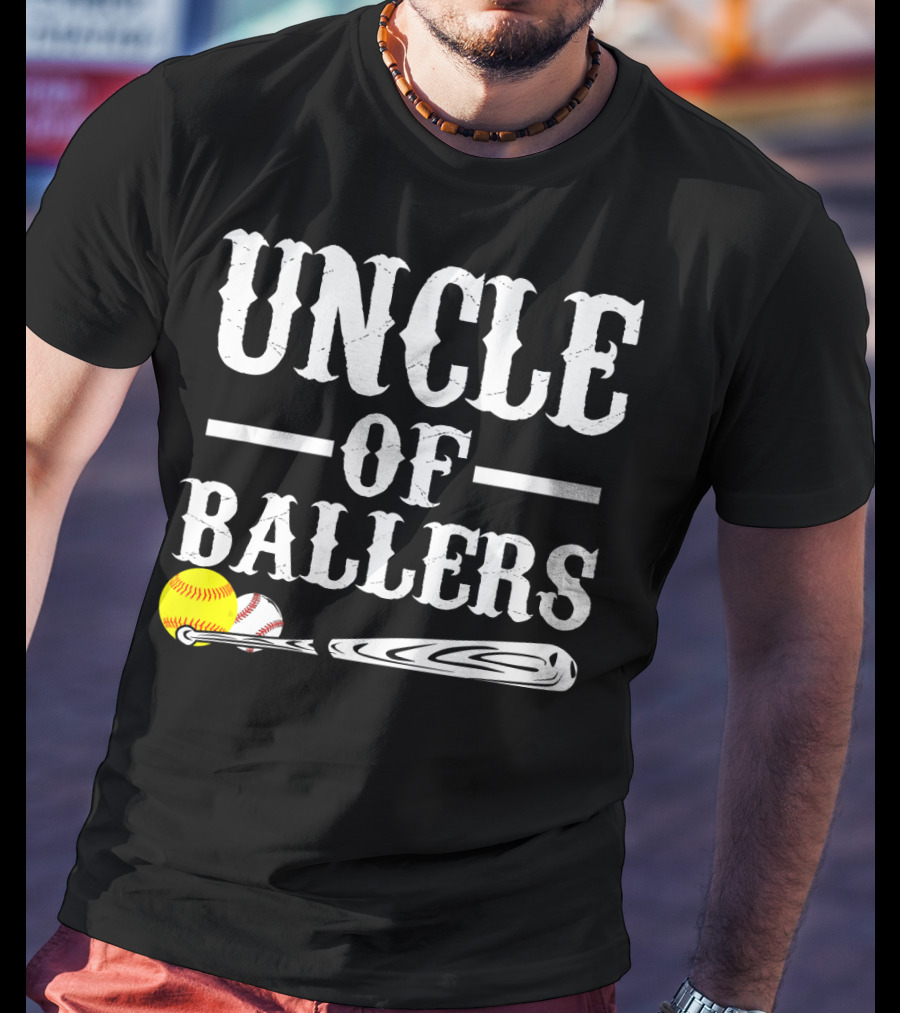 Uncle Of Ballers Baseball Bat Tennis Ball Clipboard T-Shirt