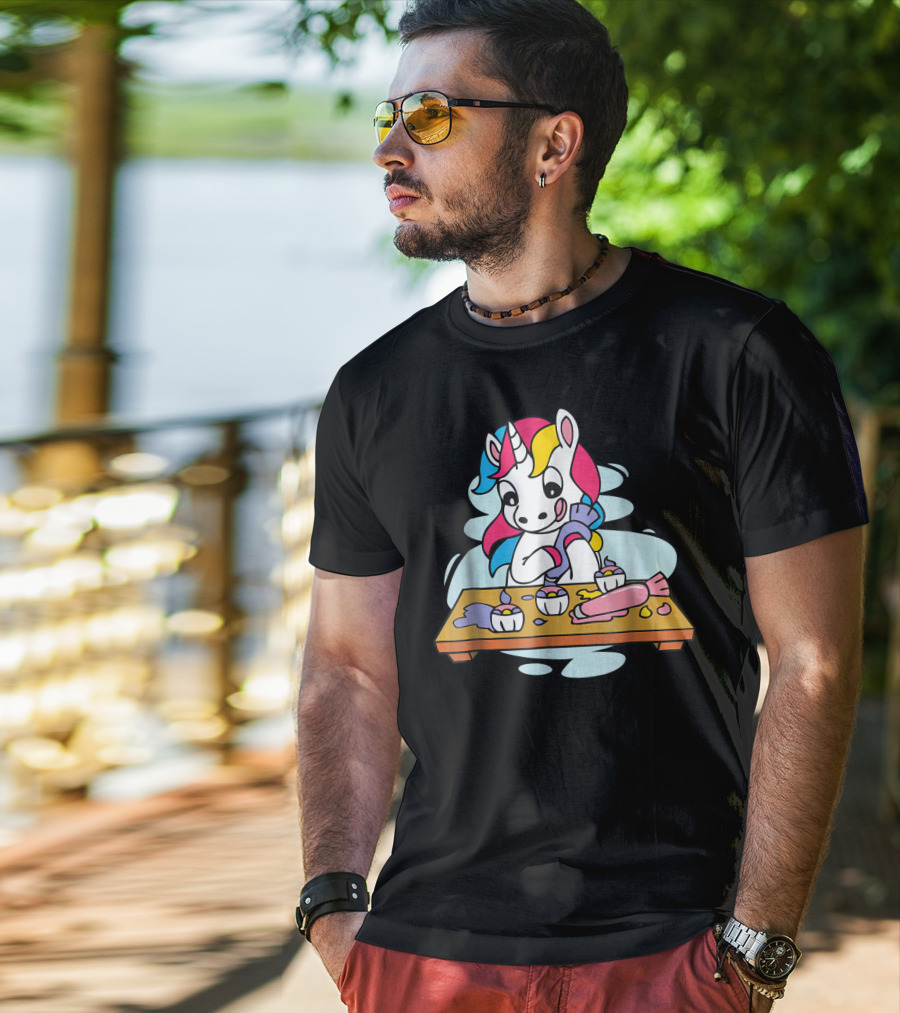 Unicorn Baking Cupcakes Cupcake Magic Baking Fun T-Shirt