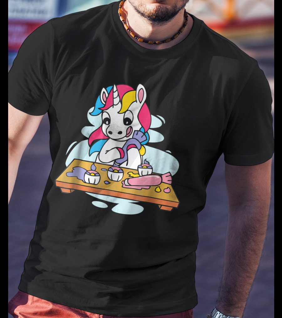 Unicorn Baking Cupcakes Cupcake Magic Baking Fun T-Shirt