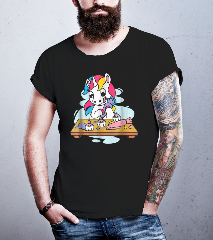 Unicorn Baking Cupcakes Cupcake Magic Baking Fun T-Shirt