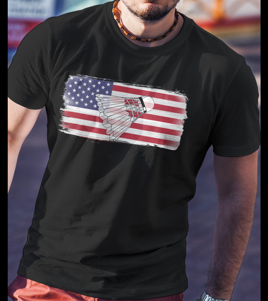 USA American Flag Badminton Shuttlecock Perfect Player T-Shirt