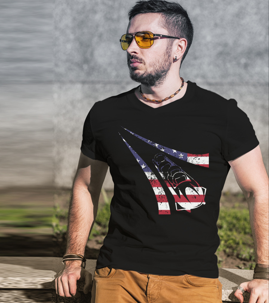 USA American Flag Bobsled Track T-Shirt