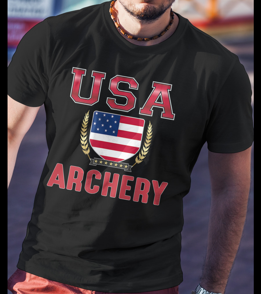 USA Archery Shield With Stars And Stripes Emblem T-Shirt