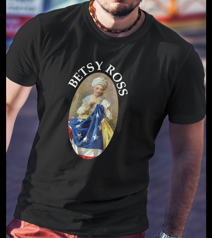 Betsy Ross Sewing American Flag T-Shirt