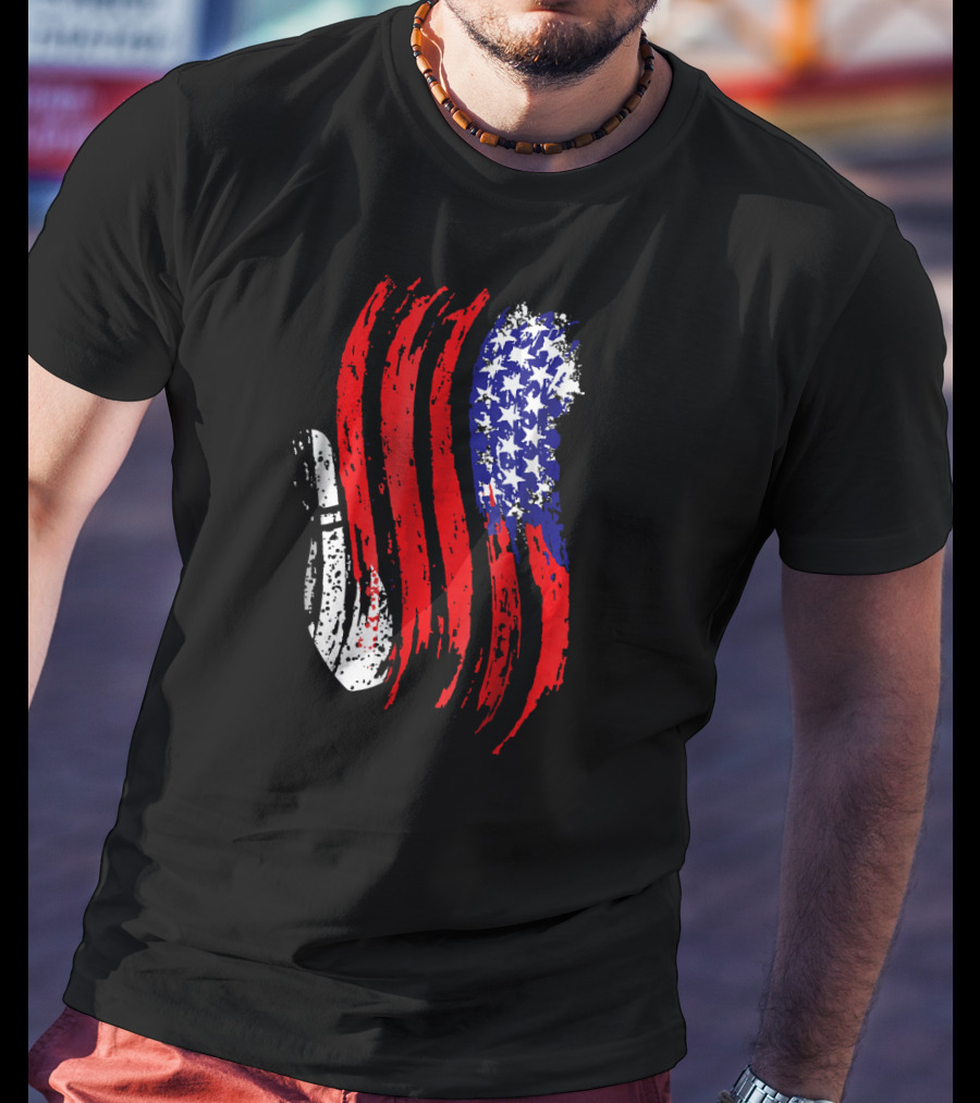 USA Bowling Flag Patriotic Tenpin Bowler T-Shirt