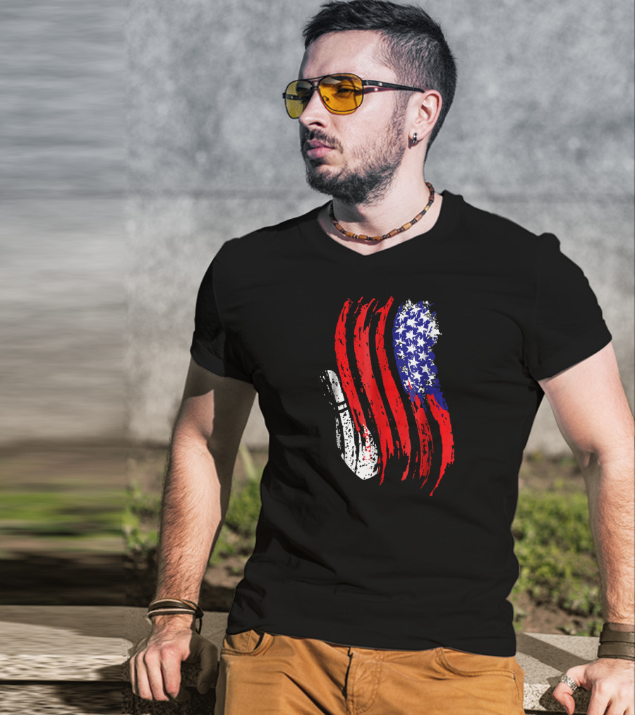 USA Bowling Flag Patriotic Tenpin Bowler T-Shirt