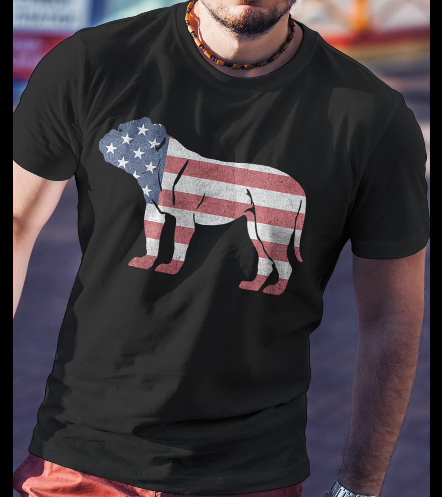 American Flag USA Bulldog Stylish Dog Animal T-Shirt