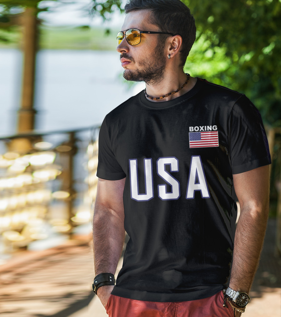 USA Boxing Flag Training Pocket T-Shirt