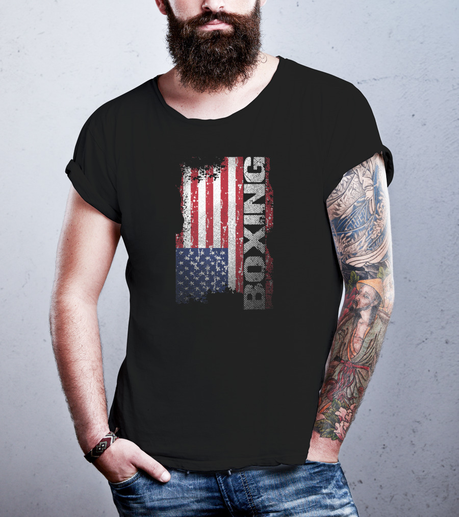 USA Flag Boxing Grunge T-Shirt