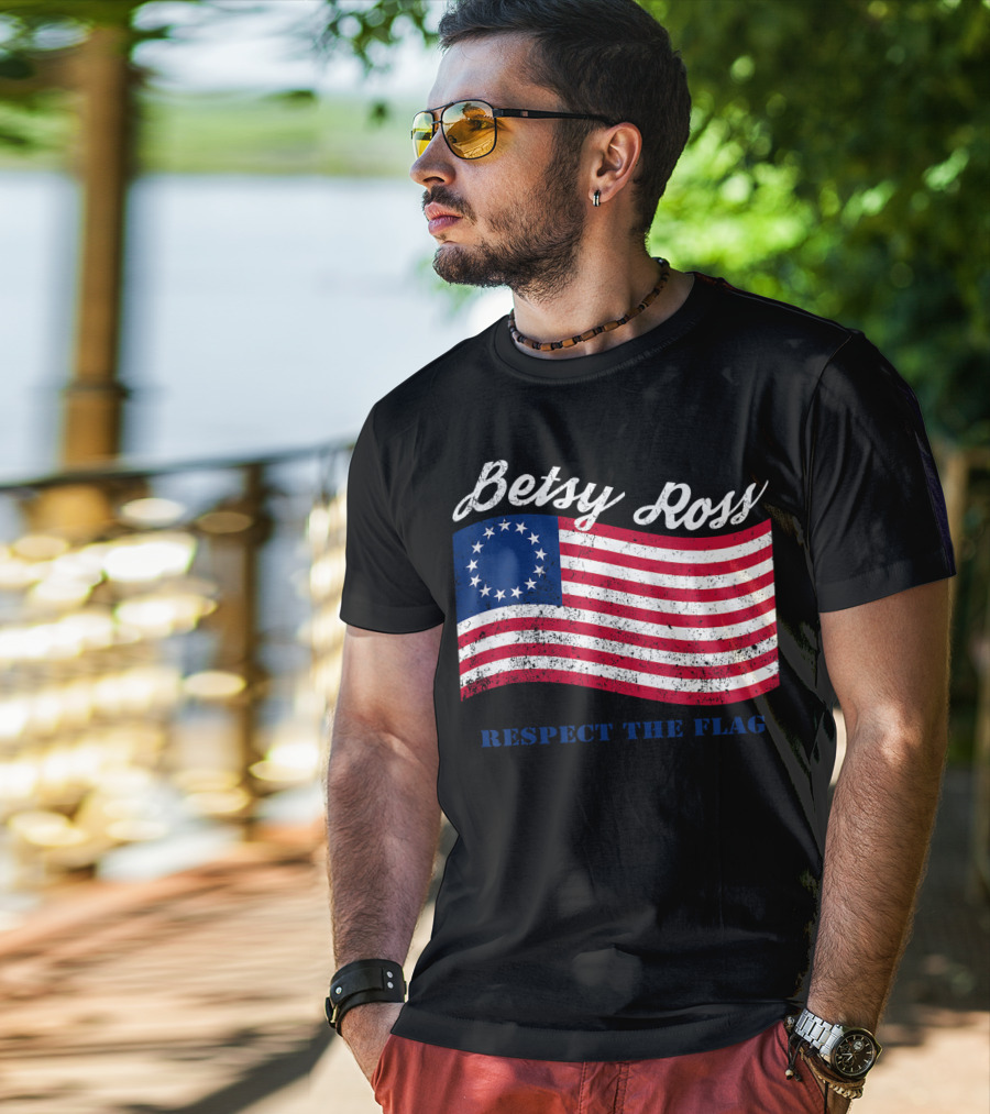 Betsy Ross Vintage American Flag Respect The Flag T-Shirt