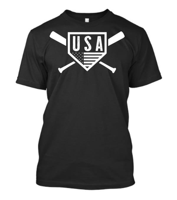 USA Vintage American Baseball Softball Flag Home Plate T-Shirt