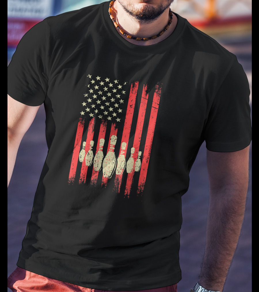 Vintage American Flag Bowling Pins Classic T-Shirt