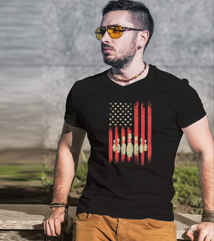 Vintage American Flag Bowling Pins Classic T-Shirt
