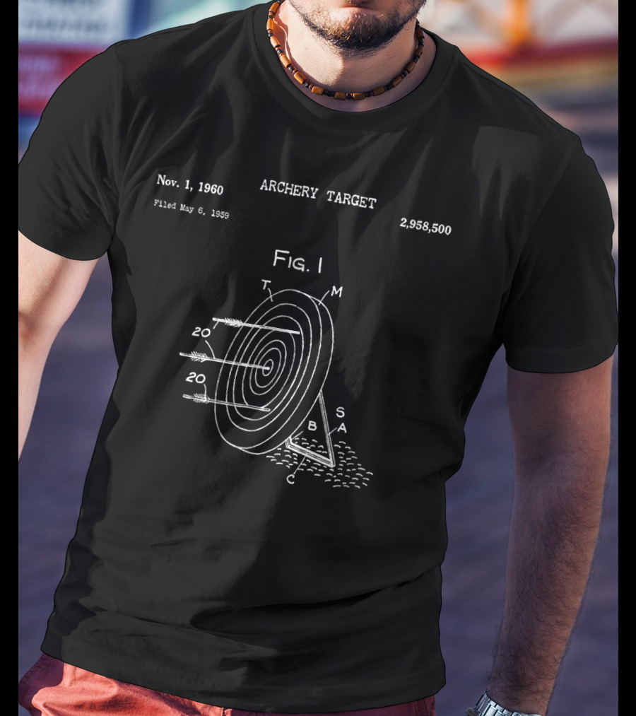Vintage Archery Target Patent 1960 Long Bow Arr T-Shirt