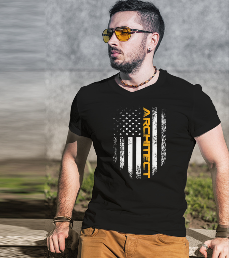 Vintage American USA Flag Architect T-Shirt
