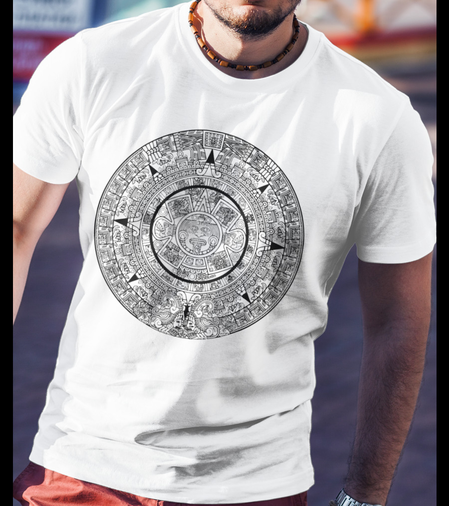 Vintage Aztec Calendar Archeology Circular Stone T-Shirt