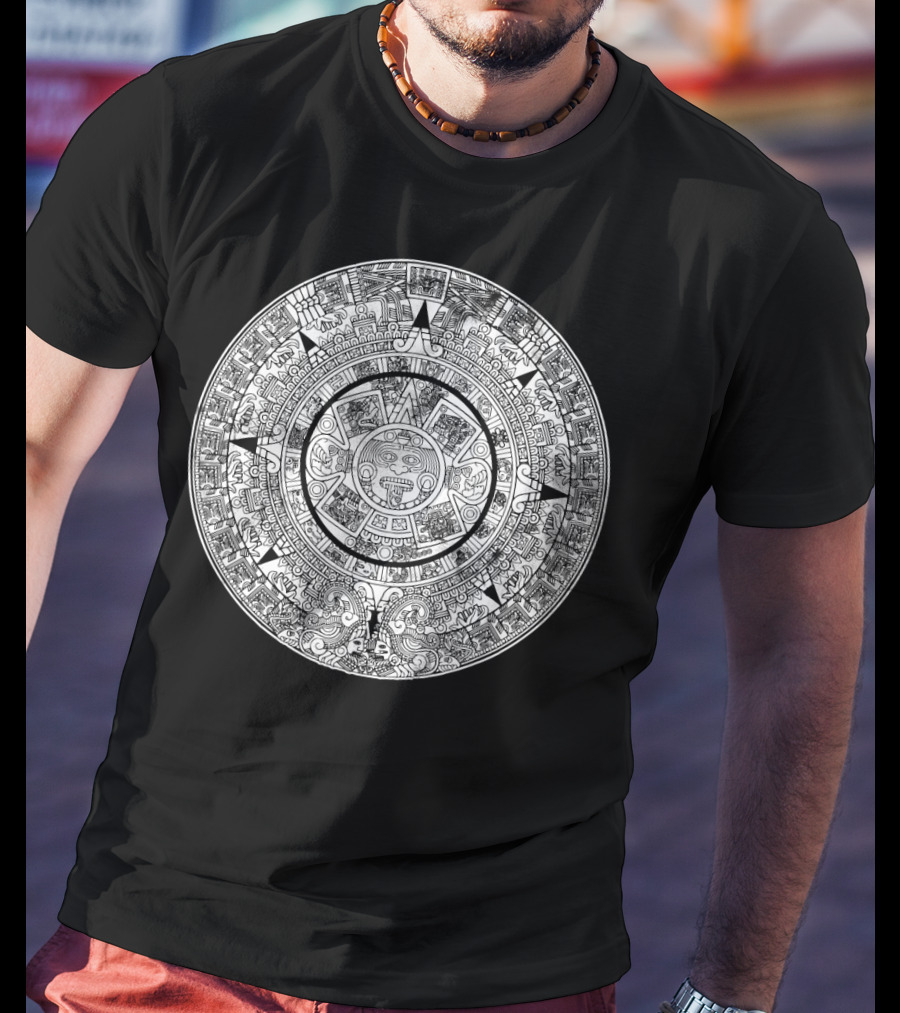 Aztec Calendar Vintage Archeology Stud T-Shirt