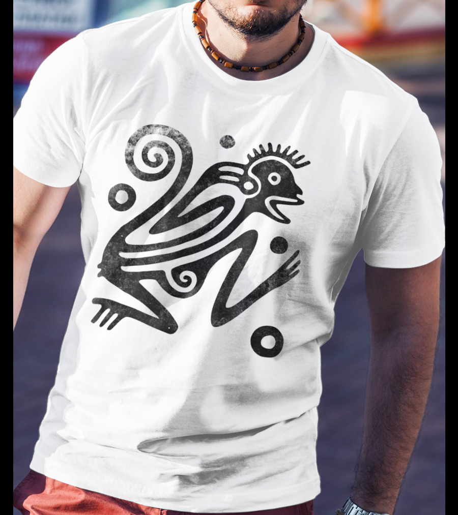 Ancient Aztec Style Monkey Archeology Vintage Drawing T-Shirt