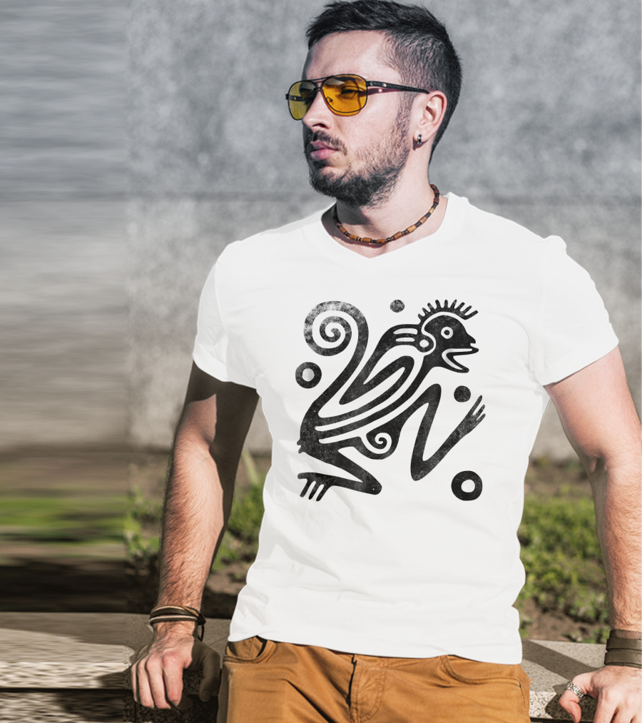 Ancient Aztec Style Monkey Archeology Vintage Drawing T-Shirt