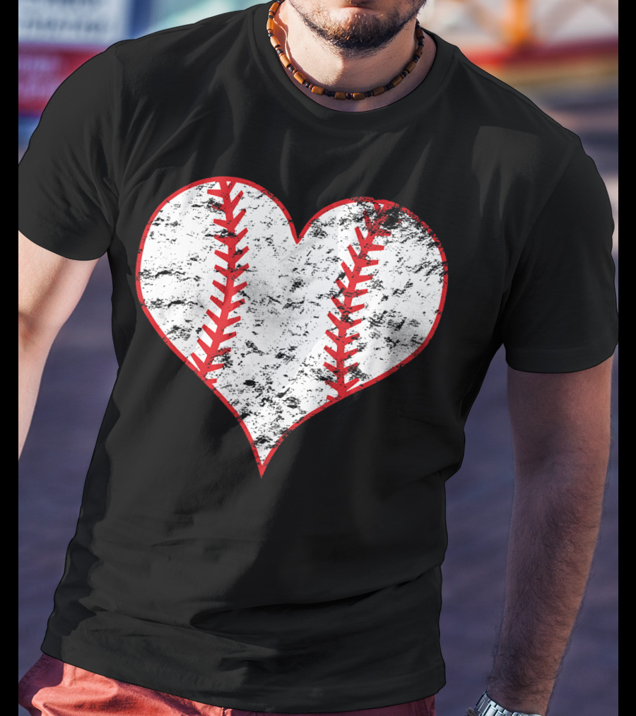 Vintage Heart Shaped Baseball Love T-Shirt