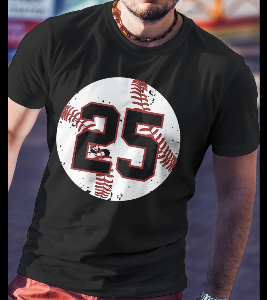 Vintage Baseball Number 25 Circle Pattern Cool Sof T-Shirt