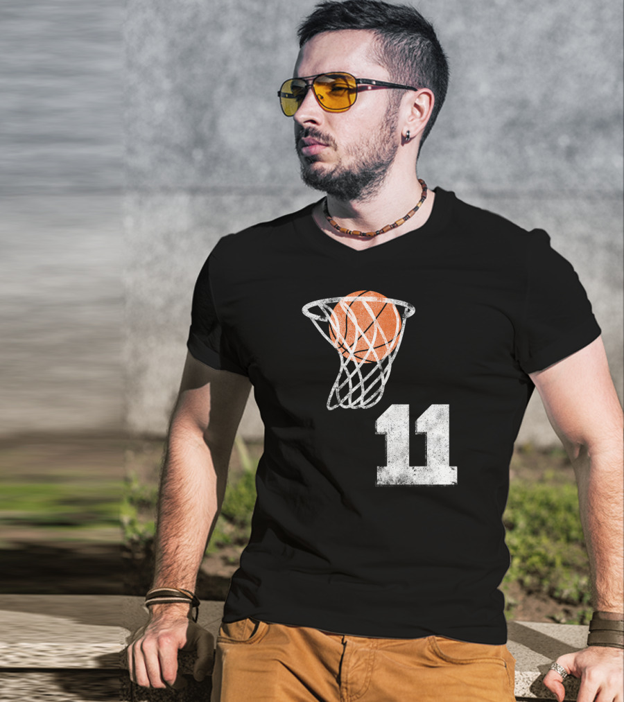 Basketball Hoop Swish Number 11 T-Shirt
