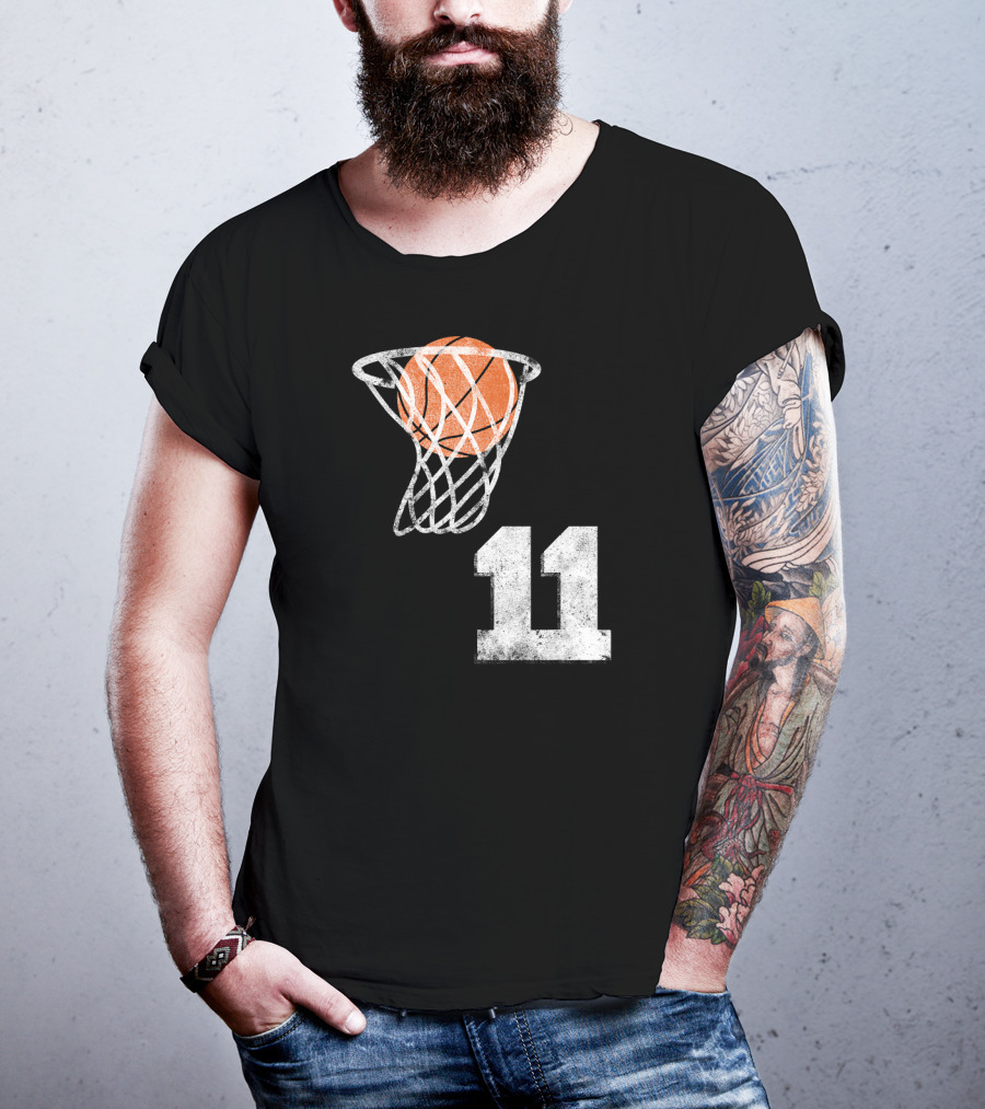 Basketball Hoop Swish Number 11 T-Shirt
