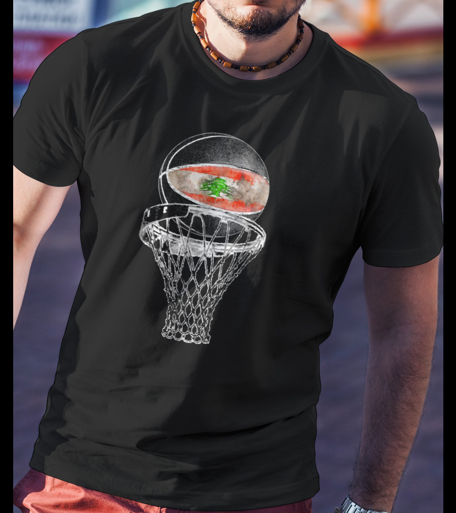 Vintage Lebanon Flag Basketball Net T-Shirt