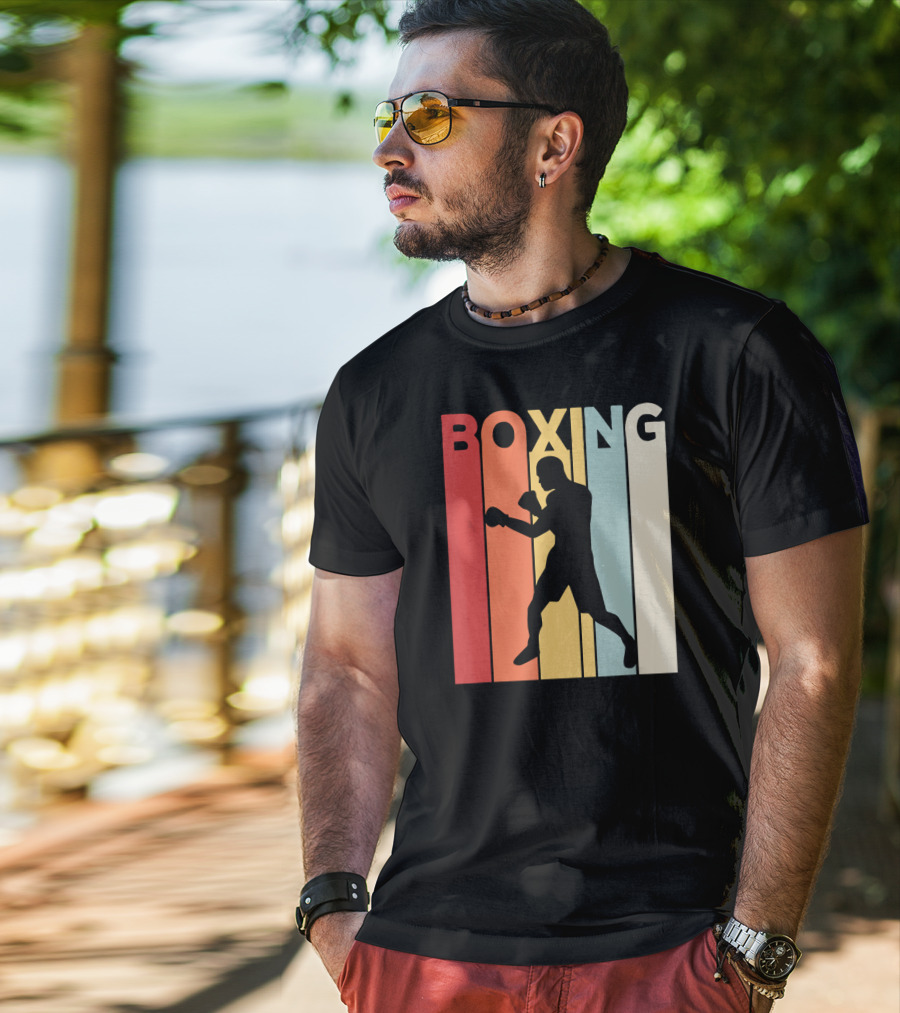 Vintage Boxing Boxer Silhouette Retro Sport Fight T-Shirt