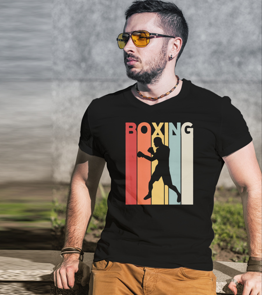 Vintage Boxing Boxer Silhouette Retro Sport Fight T-Shirt