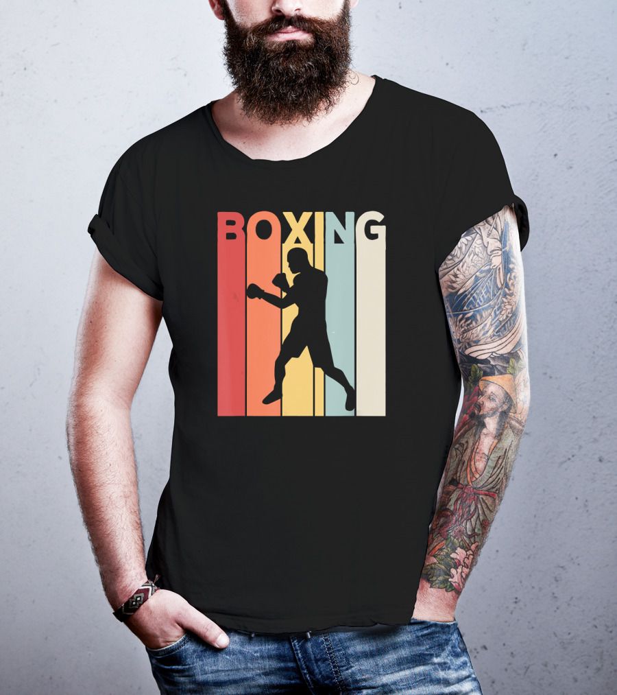 Vintage Boxing Boxer Silhouette Retro Sport Fight T-Shirt