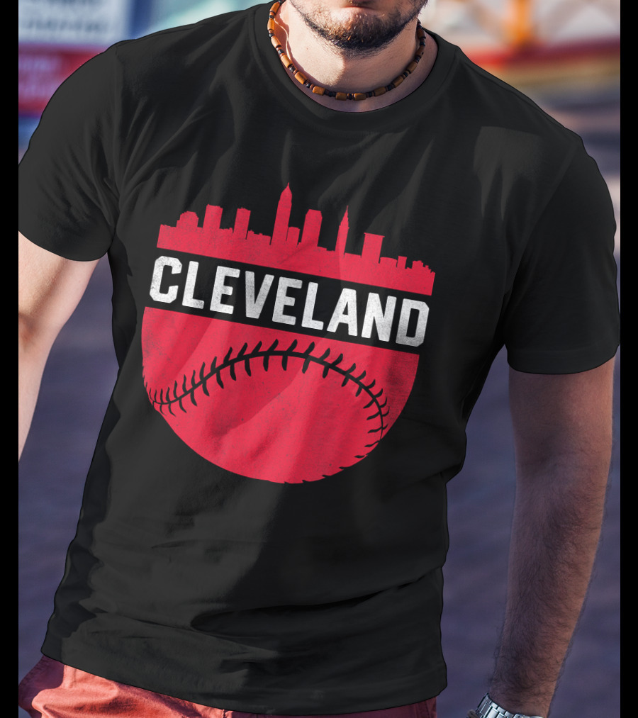 Cleveland Ohio Vintage Skyline Baseball T-Shirt