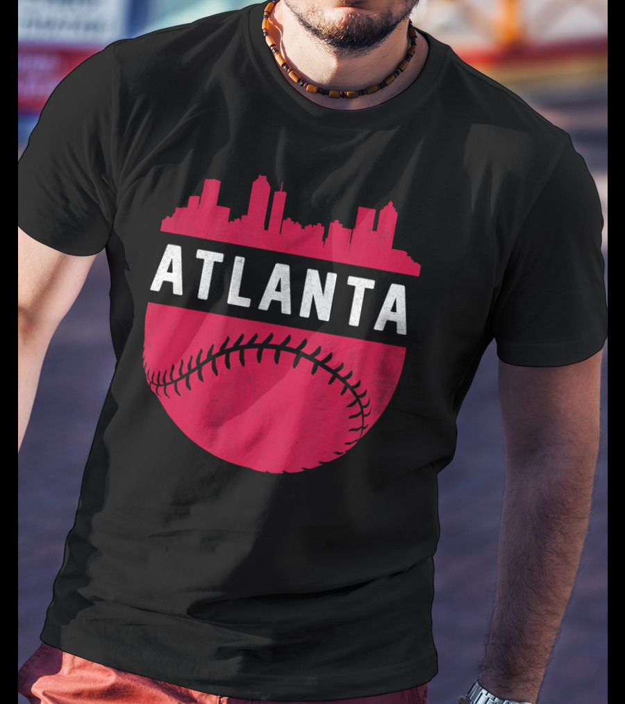 Atlanta Georgia Skyline Baseball Vintage T-Shirt