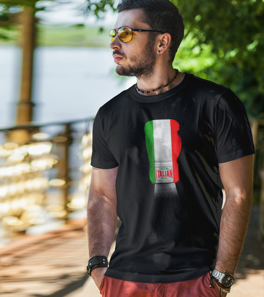 Vintage Italian Flag Boxing Gloves Fighting Italian Pride T-Shirt