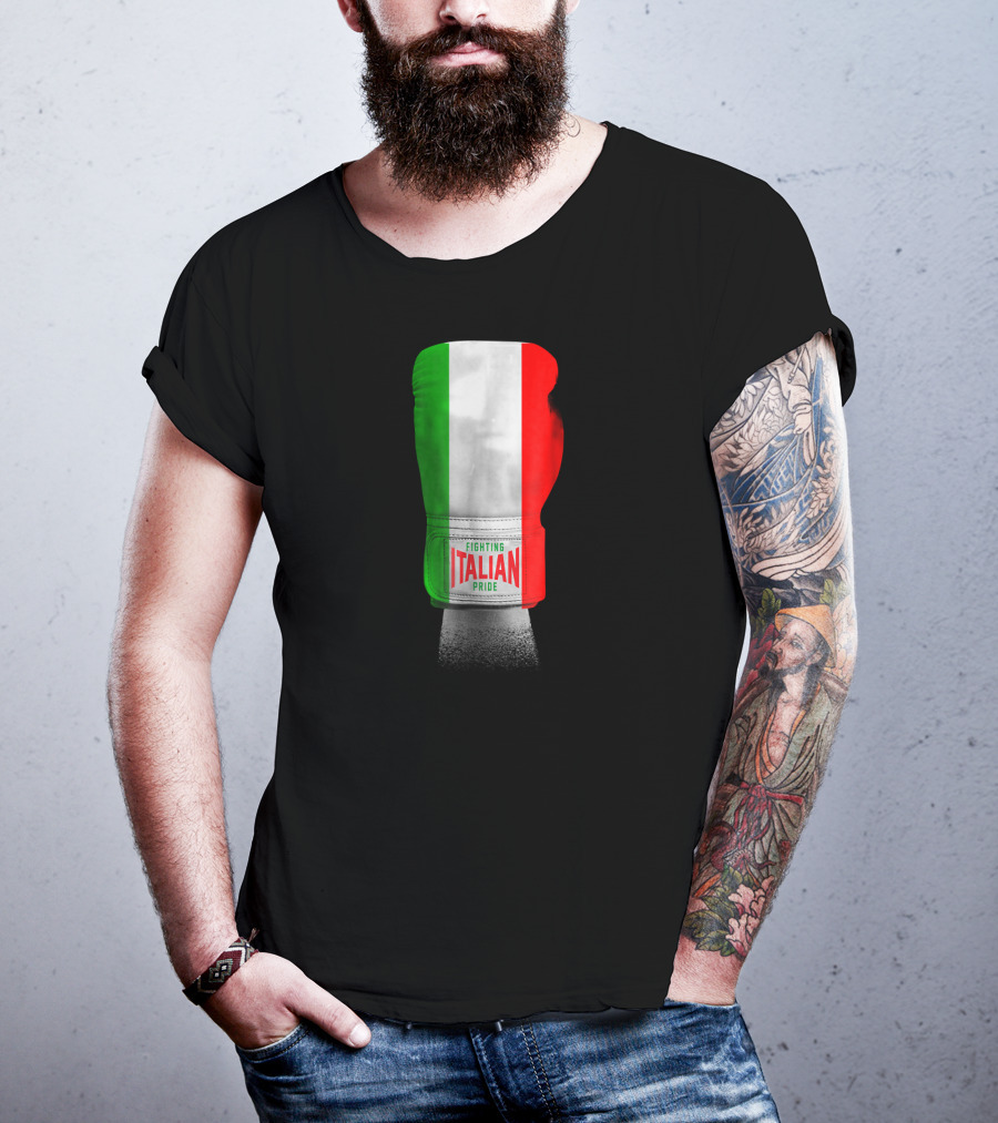 Vintage Italian Flag Boxing Gloves Fighting Italian Pride T-Shirt