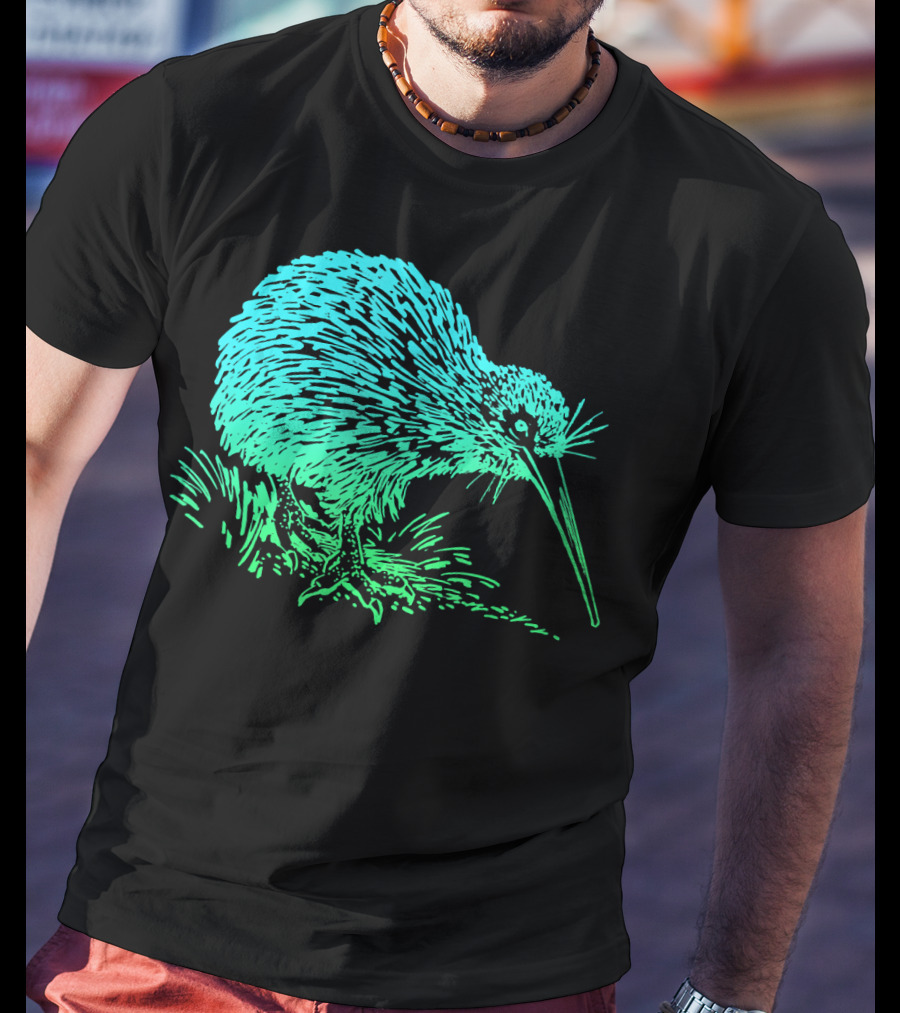 Vintage Neon Kiwi Bird Awesome Retro T-Shirt