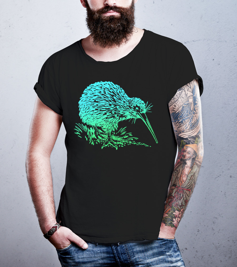 Vintage Neon Kiwi Bird Awesome Retro T-Shirt
