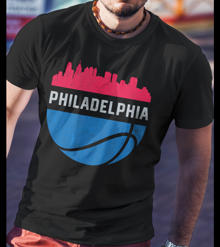 Philadelphia Cityscape Basketball T-Shirt