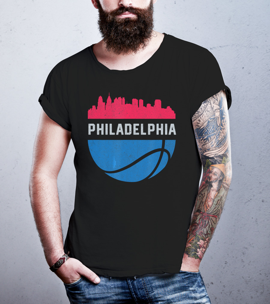 Philadelphia Cityscape Basketball T-Shirt